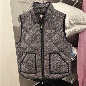J. Crew Black and White Herringbone Vest